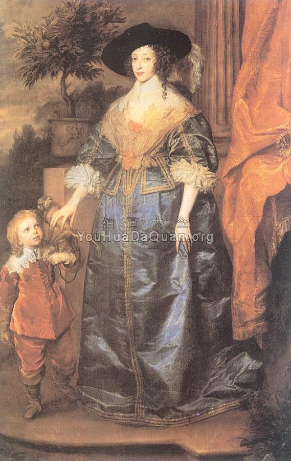 Henrietta Maria and the Dwarf Sir Jeffrey Hudson - 安东尼·凡·戴克